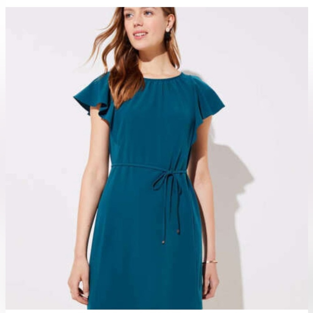 Ann Taylor LOFT Flutter Sleeve Tie Waist Dress